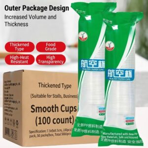 180ml Disposable Water Cups, Transparent Thickened Plastic Cups for Home Use, Food-Grade Aviation-Safe [50 PCS]