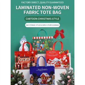 Christmas Gift Bag Large Size Cute Non-woven Handheld Tote Bag Santa Claus Holiday Gift Bag