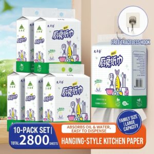[10 PACKS] JiuDouJin Kitchen Paper Towels - Hanging Disposable Hand Wiping Tissues for Home Use